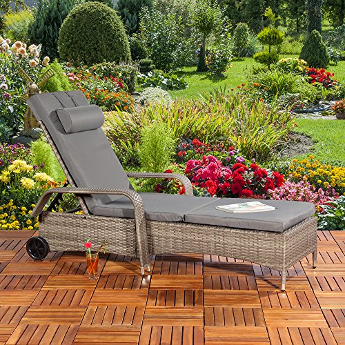 Mucola Sonnenliege Loungeliege Gartenliege mit Rollen bis 120kg...
