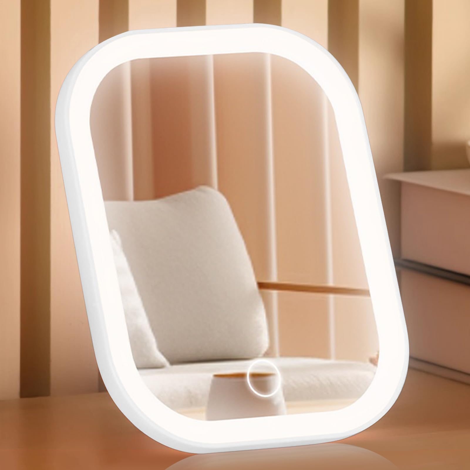 Specchio da Viaggio con Luce 3 Colori Portatile con Controllo Touch LED