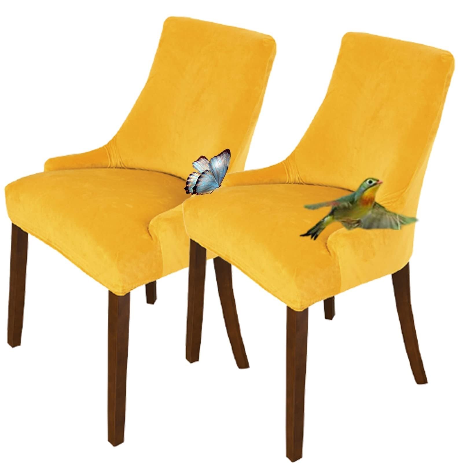 NMVAWIPT Velvet Wingback Chair Covers Stretch Slipcovers For Dining Room Banquet Decor Fits Most Standard Armchairs Accent Chairs(#8,2pcs)