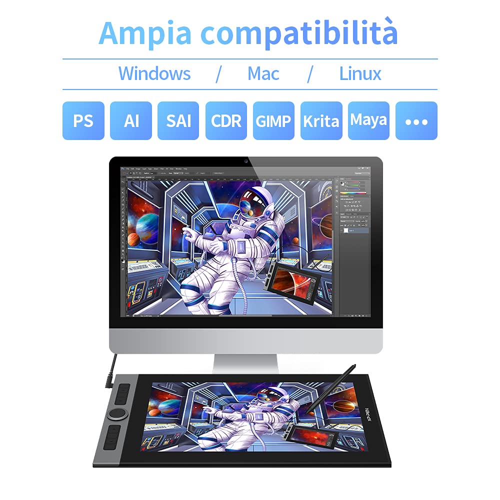 XP-PEN Artist Pro 16 Tavoletta Grafica con Schermo Full-Laminato da 15,4 pollici, 133% sRGB, Display con Penna senza batteria con X3 Smart-Chip, per il disegno professionale