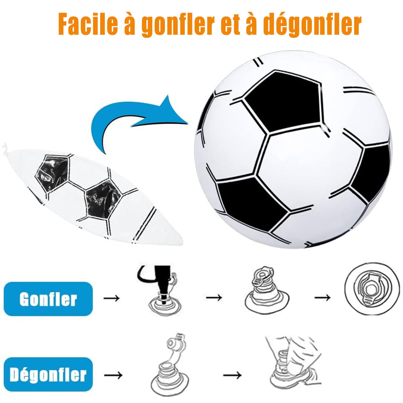 2 Pièces Ballon de Plage Gonflable 66cm Ballon de Football Gonflable Grand Flotteur De Plage en PVC pour Enfants Adultes Summer Jardin Beach Pool Party Supplies