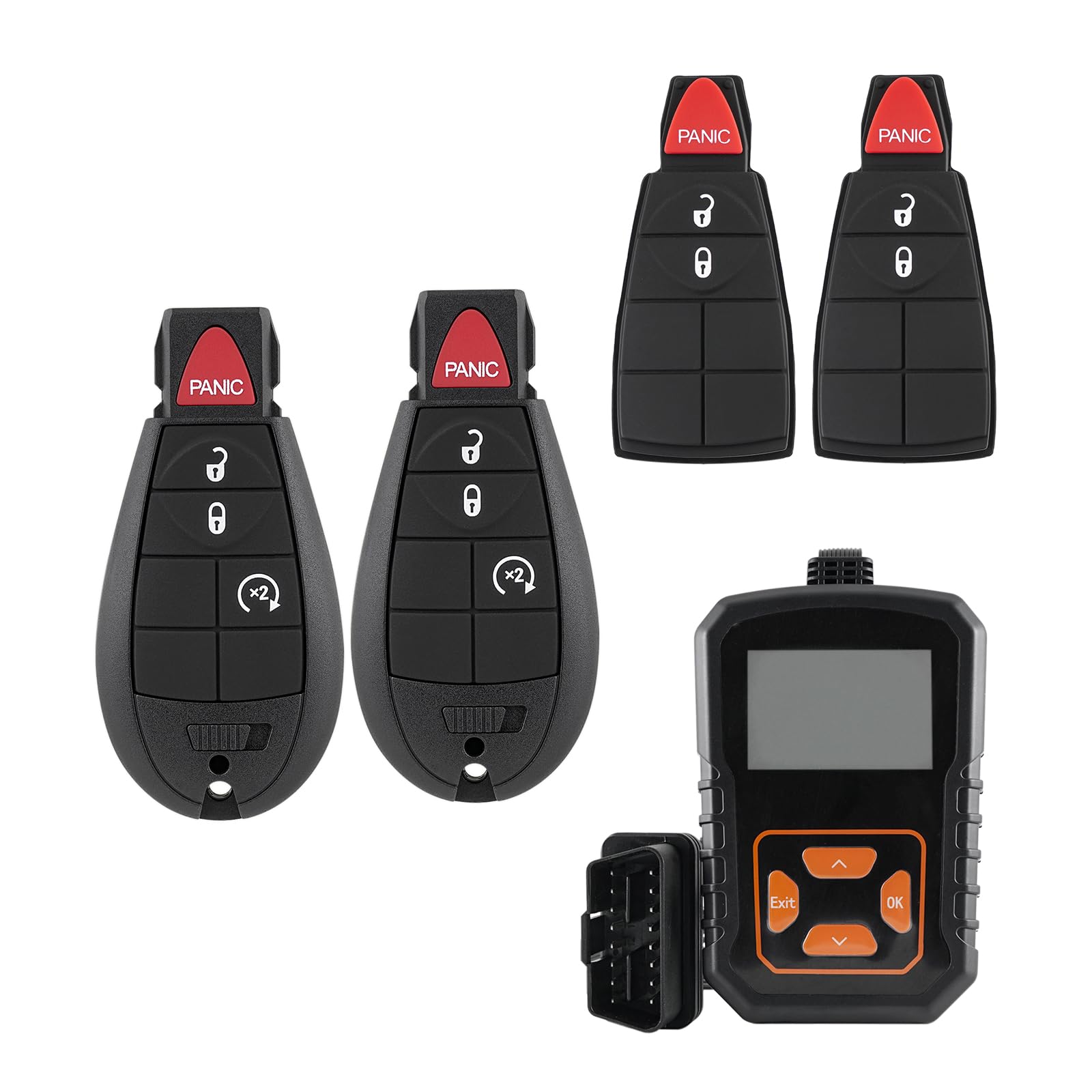 Photo 1 of 2 PCS IYZ-C01C DIY Remote Key Fob Kit Replacement for Dodge RAM 2008 2009 2010 2011 2012 Grand Caravan Chrysler Town & Grand Cherokee Country Jeep with OBD Tool