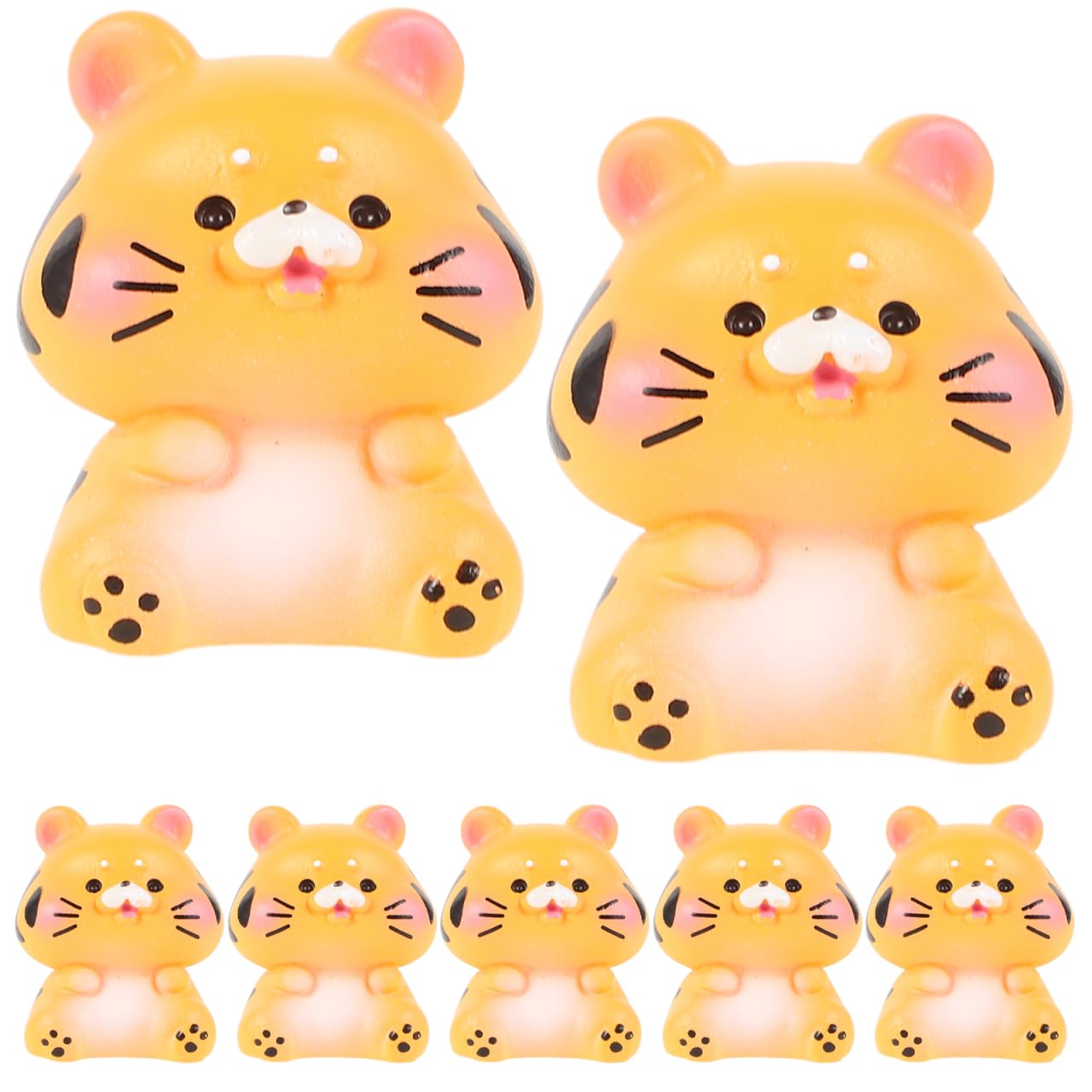 Alipis 7Pcs Mini Tiger Figurines Resin Ornaments for Garden Desktop Decor Creative Small Tiger Models for Wildlife Scene Layout and Home Decoration