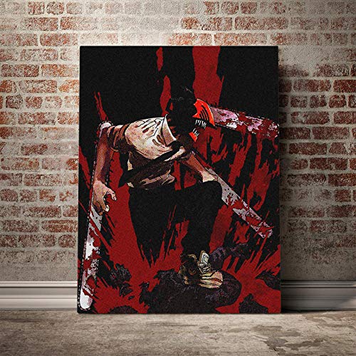 wsqyf Chainsaw Man Anime Denji Anime Canvas Painting Decor Wall Art Pictures Bedroom Study Home Living Room Decoration Prints poster/60x80cm (no Frame)