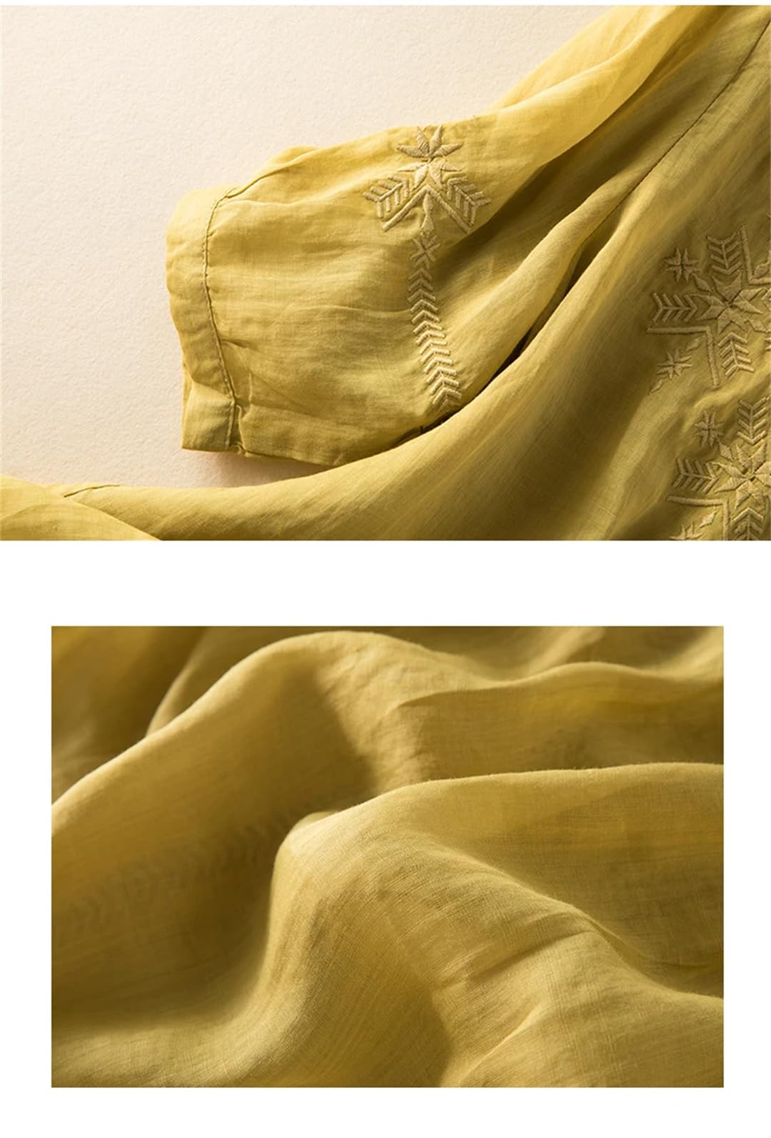 Wvapzxx Camicetta estiva da donna in cotone e lino, con bottoni a mezza manica, colletto rovesciato, camicia