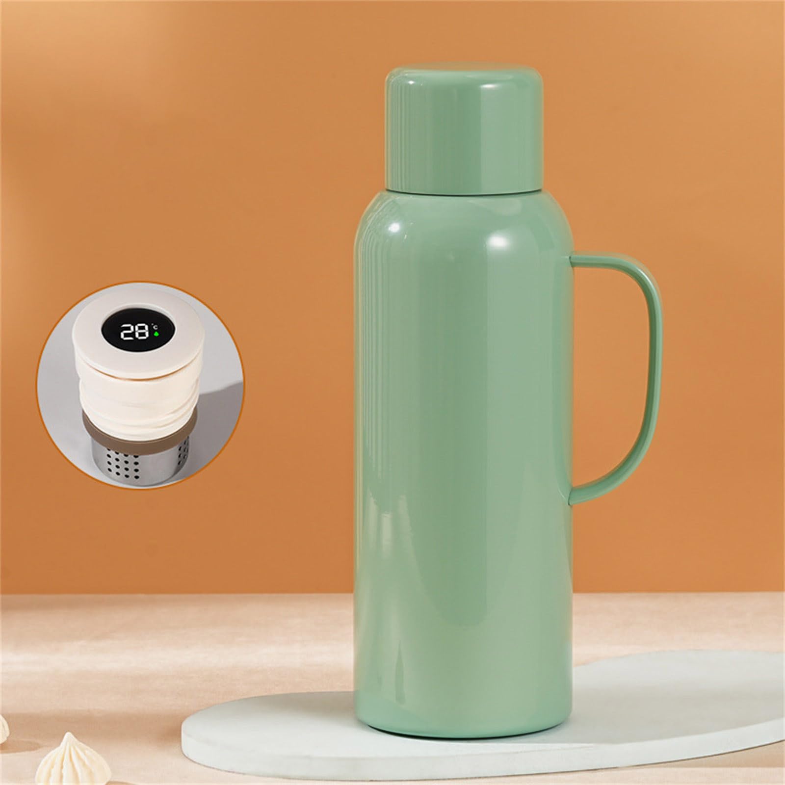 Taza de viaje aislada con visualización de temperatura, práctico café de 600 ml, aislado para bebidas frías, largas horas