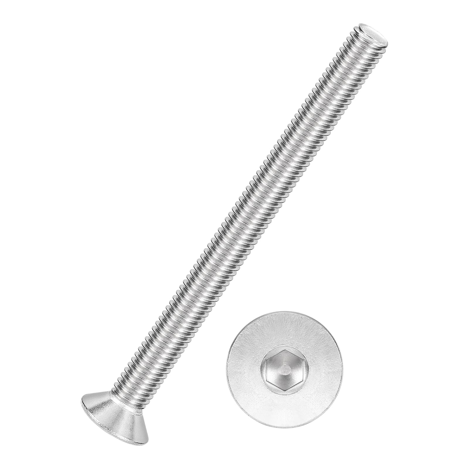 Kozelo 2Pcs Flat Head Socket Cap Screws - [M8-1.25 x 100], 304 Stainless Steel 18-8 Countersunk Bolts, Silver, for Automotive, Furniture Repair, Industrial Equipment & Temporary Fixes