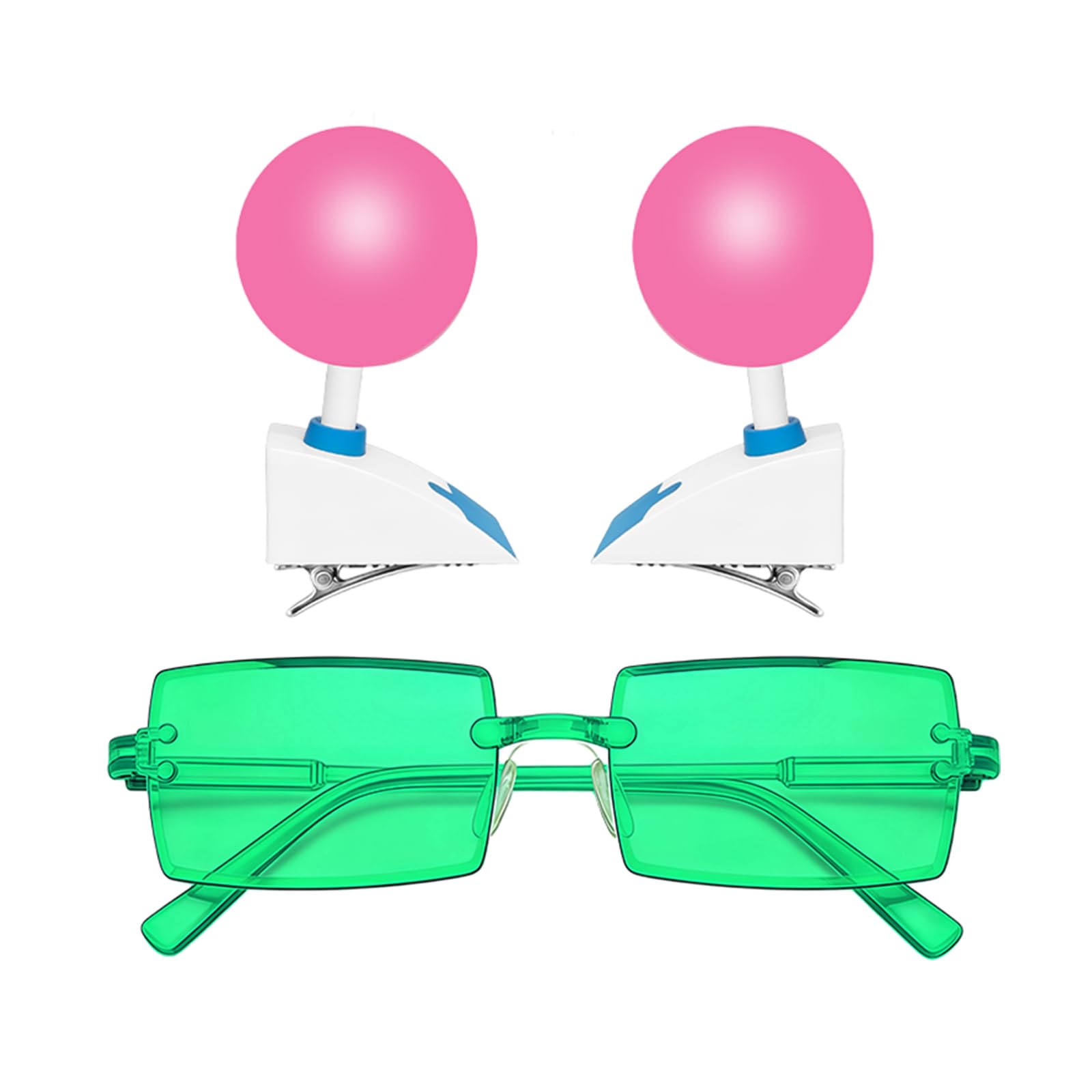 HAICN 2pcs Cosplay Hair Clips and Glasses Cosplay Costume Accessories Anime Cosplay Headwear Merch Hair Accessories Prop for Halloween Carnival Party Outfit