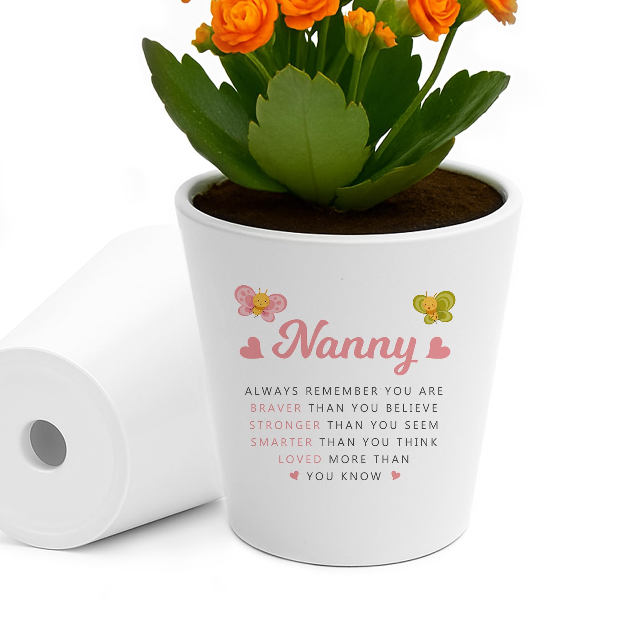 RED OCEAN For Nanny For Christmas Birthday Braver Stronger Smarter Plant Pot Present Nanny From Granddaughter Grandson Love Keepsake