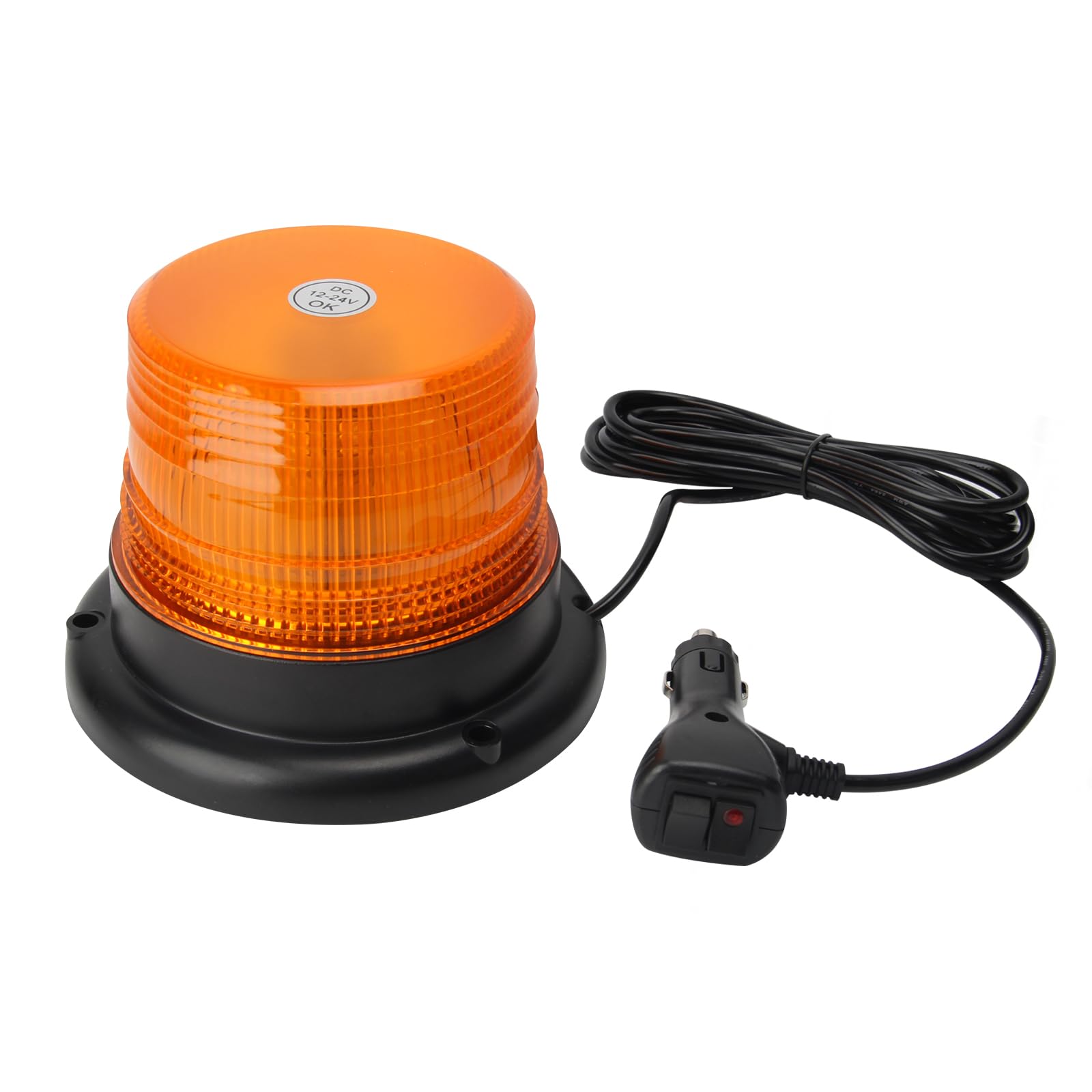 I LITTON Amber LED Flashing Beacon Light, 12V-24V Safety Warning Light with Magnetic Base, 7 Flashing Modes 30W 30-LED Warning Light Amber Emergency Strobe Beacon Light for Truck Tractor UTV Snowplow