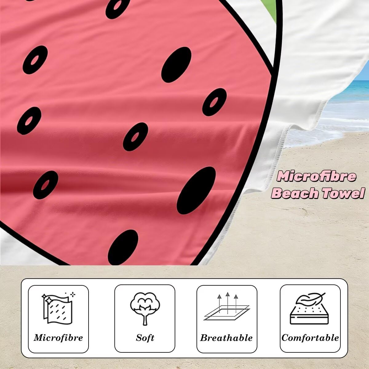 Toalla Playa 90x200 cm, Toalla Gimnasio Microfibra Secado Rapido, Juego de 2 Antiarena Toallas de Playa, Ligera Compacta Toallas Microfibra Grande para Viaje, Regalo Hombre Regalo Mujer (Sandía) -4859