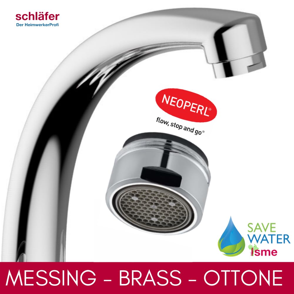 Schläfer 67085-C | Bec de rechange pour Robinet d'évier de cuisine - Longueur 200 mm - Raccord d'étanchéité de 3/4 (Ø24,9 mm), Compatible avec aérateur Neoperl anti-calcaire économie d'eau