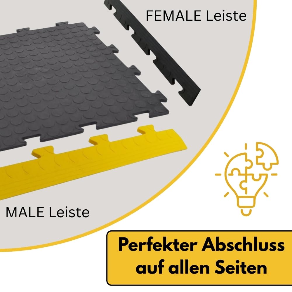 10x Klickfliesen Bodenplatte Kunststoff Garage Garagenboden Klickfliesen Werkstattboden PVC Fliesen Garage Industrieboden Platten Gewerbeboden Fliesen Noppen Schwarz