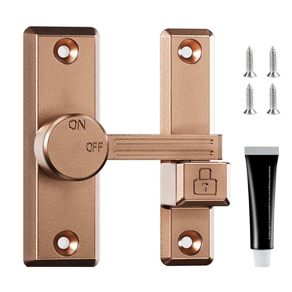 No Drilling Door Latch Lock, Rotate Bolt Locks Gate Latch with 2 Mounting Methods
