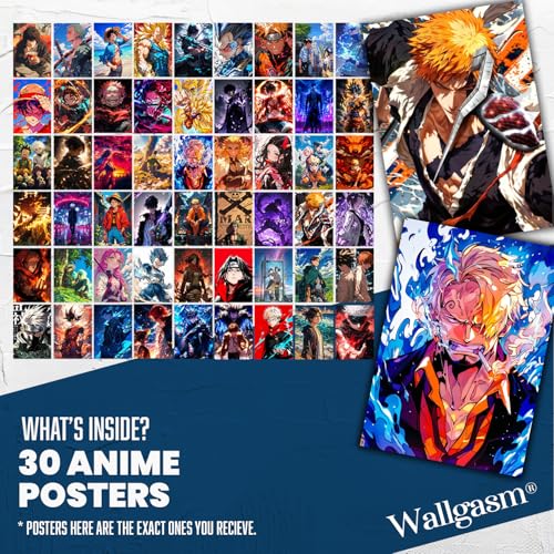Image of Wallgasm Anime poster Set of 54, 4 x 6 Inches Posters: Dragon Ball Z, Naruto, Death Note, One Piece, Attack on titans - | Aesthetic wall decor | Posters for Bedroom | Anime Wall Poster - With Glue Dots