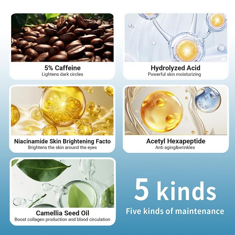 5% Caffeine & Retinol Eye Cream for Dark Circles, Puffiness & Wrinkles - Anti Aging Under Eye Serum with 360° Roller Ball - Men & Women Dark Circle Treatment - Image 7