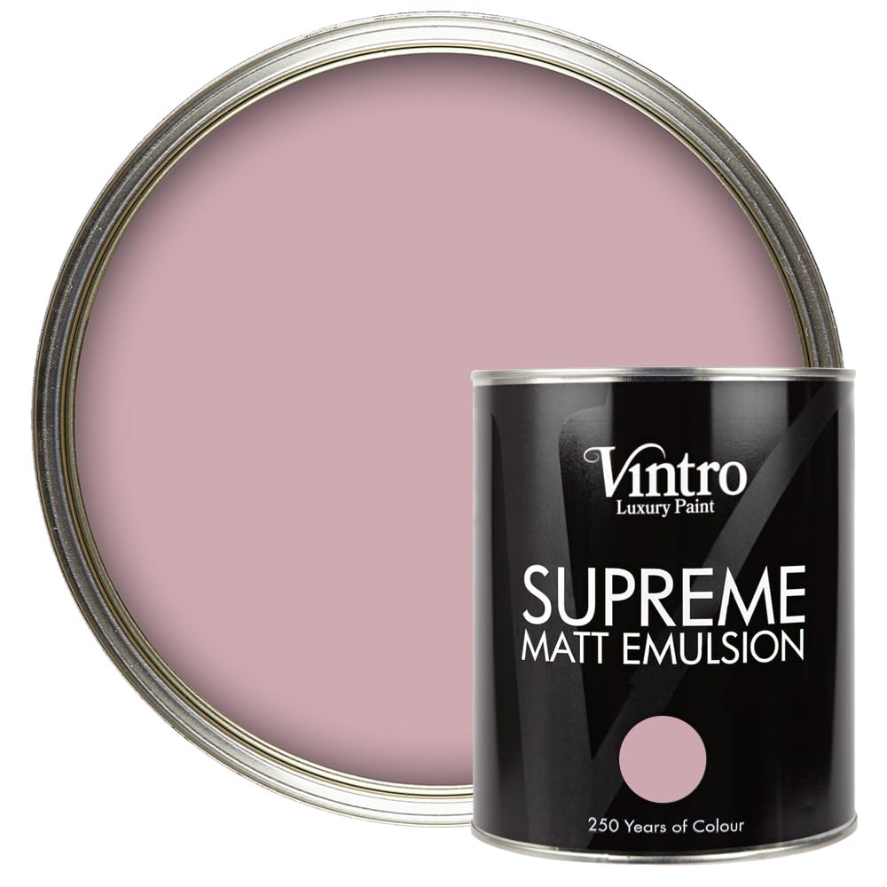 Vintro Luxury Matt Emulsion Pink Smooth Chalky FinishMulti Surface PaintWallsCeilingsWoodMetal1L (Albert Bridge) from B&Q