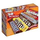 M&M'S, SNICKERS, SKITTLES, STARBURST & 3 MUSKETEERS Full Size Candy Bars Assorted Variety Box , 56.11 oz 30 Pieces