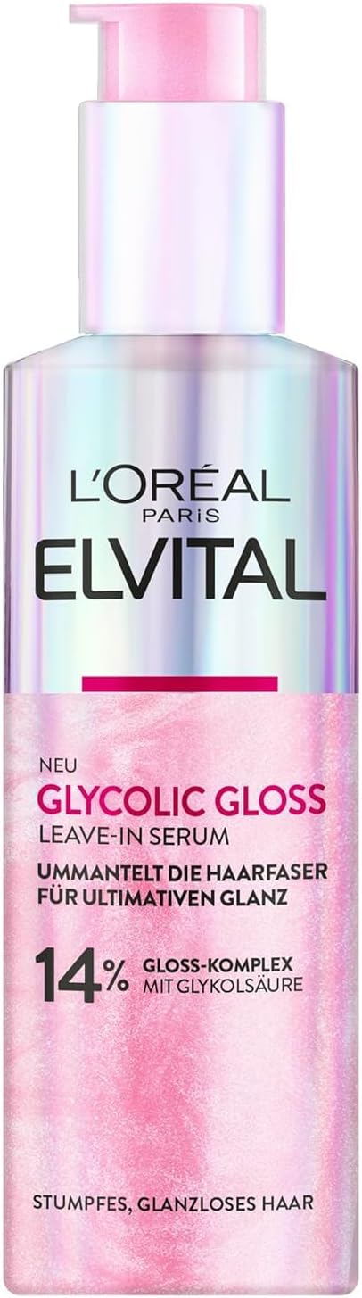 L’Oréal Paris Elvital Glycolic Gloss Serum voor glanzend en dof haar, haarverzorging voor intensieve soepelheid en ultieme glans, met glycolzuur, 150 ml