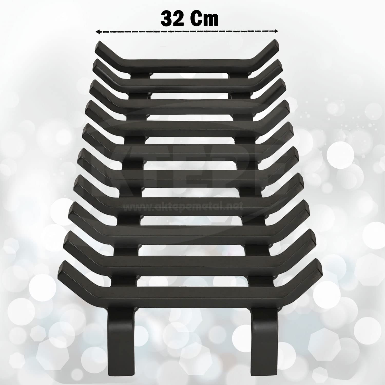 AKTEPE GROUP 60 cm x 32 cm 10 Çubuklu Ekstra Şömine Izgarası Dar Gözlü Izgara