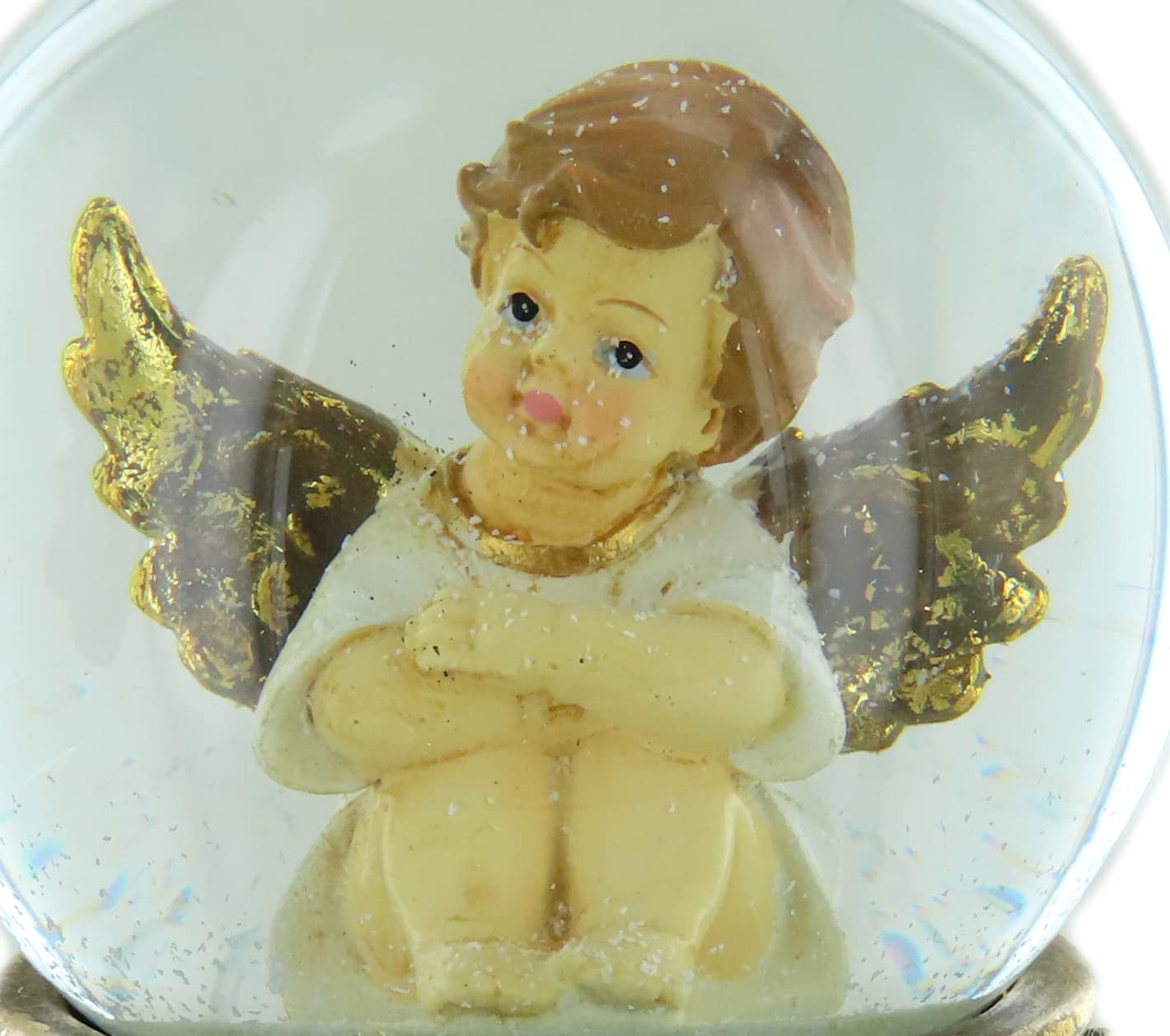 Boule à Neige Musicale animée de Noël avec Globe en Verre, boîte à Musique, Neige, Ange songeur et mécanisme Musical à Ressort de 18 Notes (Réf: 62066) - Ave Maria (Charles Gounod)