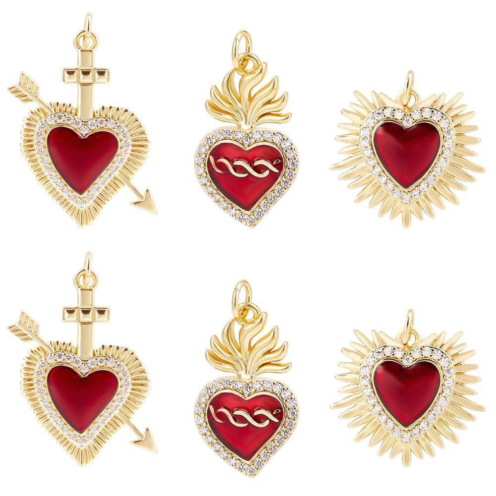 Beebeecraft 1 Boîte De 6 Pendentifs En Forme De Cœur Sacré