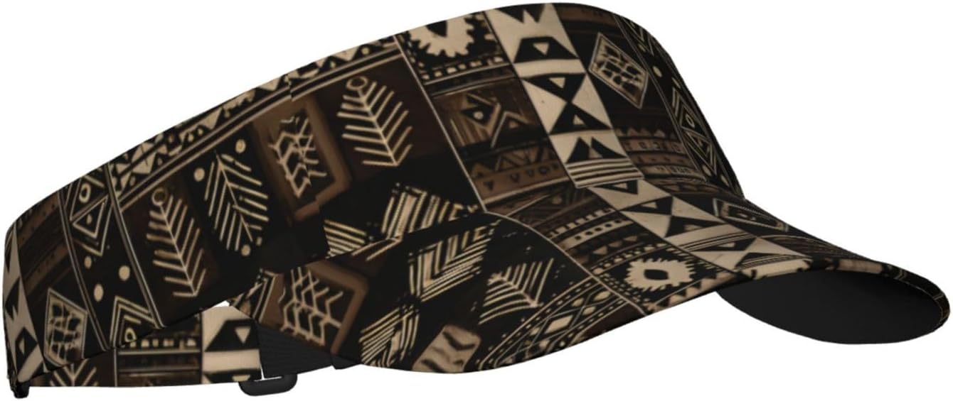 (African) Adult Sun Visor Hat Adjustable Open Top Sports Cap Breathable for Men Women Beach Vacation Essentials Black