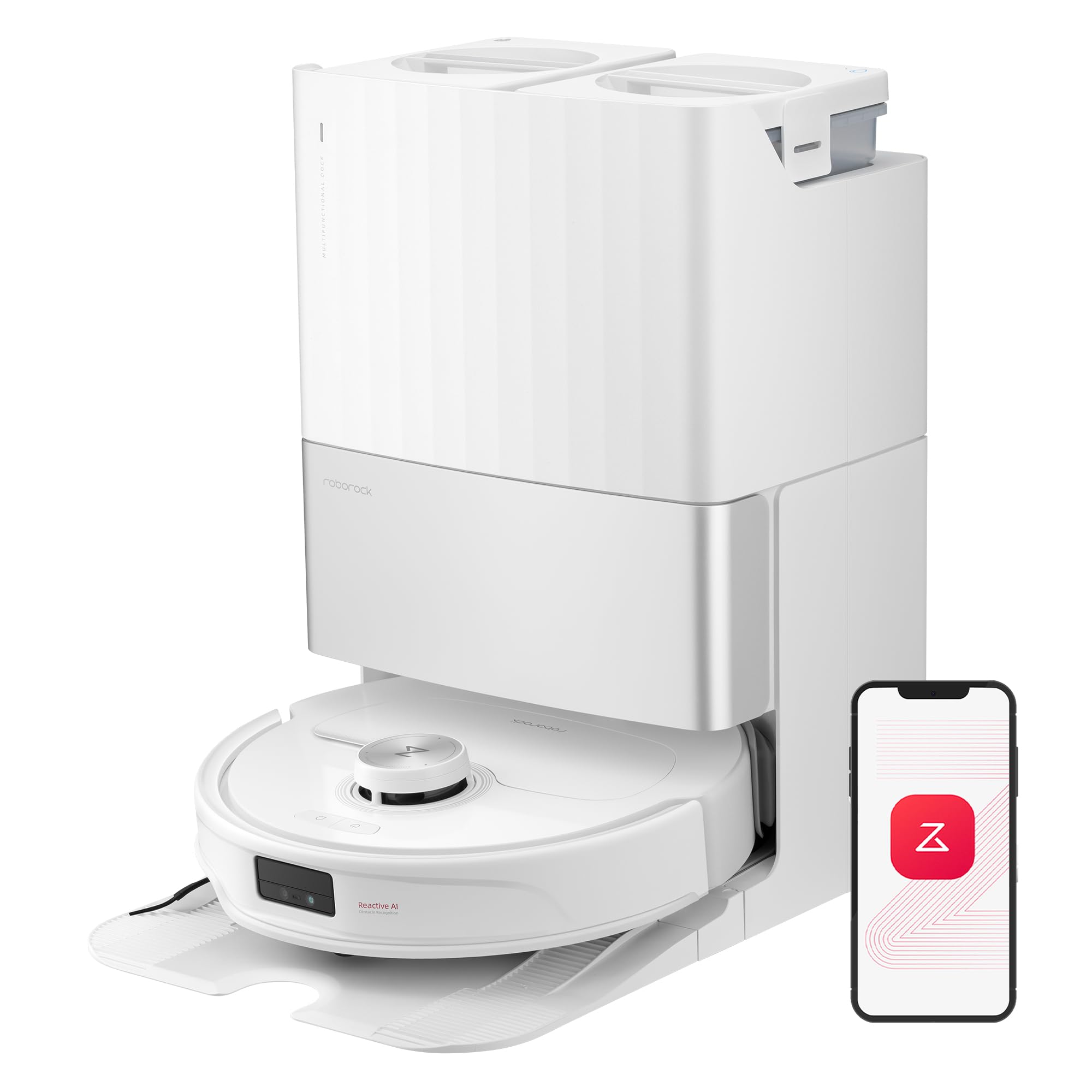 roborock Qrevo Master Saugroboter mit Wischfunktion&Hebarem Wischmopp, Saugkraft von 10.000 Pa, intelligenten Sprachassistenten, App-Steuerung (Weiß) (Generalüberholt)