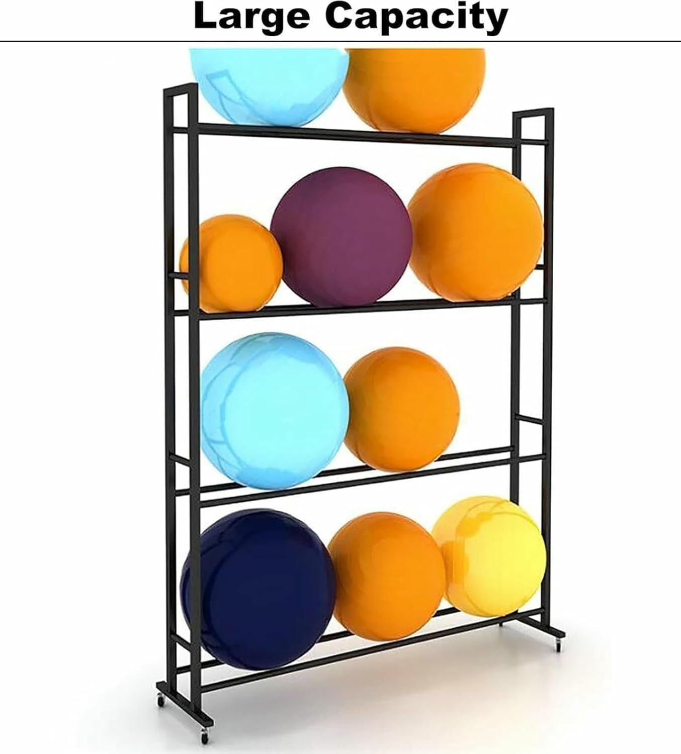 Gym Organizer Support for 3/4 Levels Yoga Sterillas, Resistant, Metal, for Exhibiting Yoga Balls On The Floor, Ideal for Home, Gym Or Study.for Yoga Study ~/