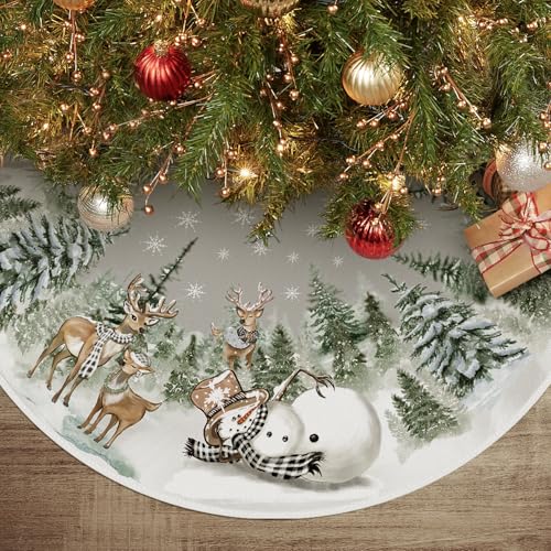 Artoid Mode Schneeflocken Bäume Schneemann Rentier Weihnachten 36zoll/91cm Weihnachtsbaum Rock, Xmas Tannenbaum Christbaumdecke für Urlaub Party Deko