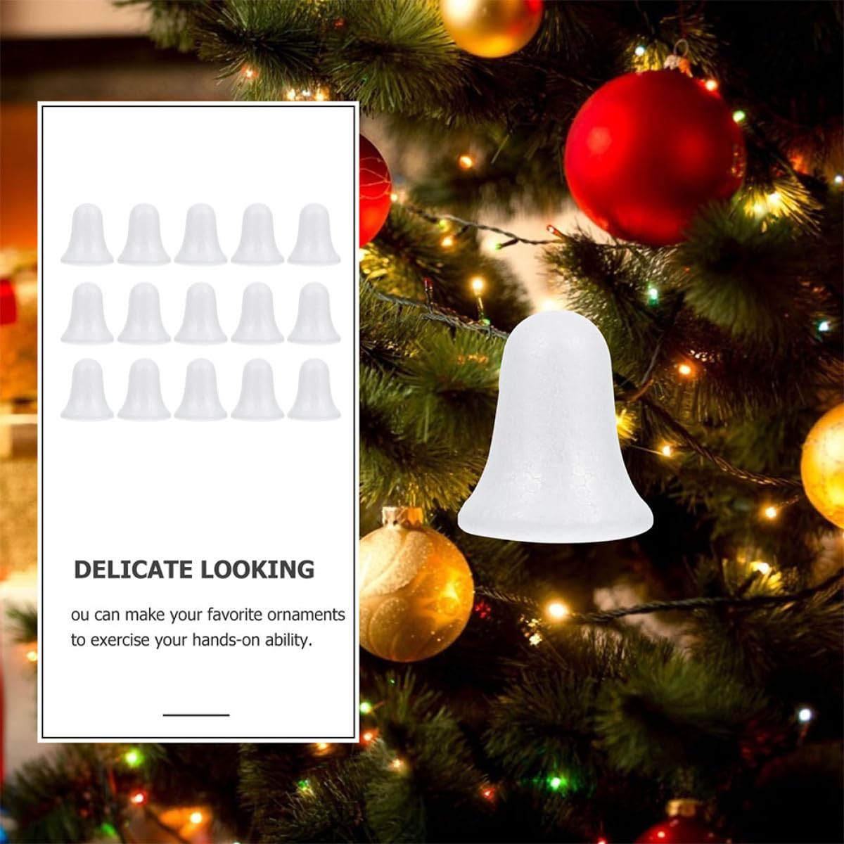 15 Piezas Adornos Colgantes de Campana DIY para Árbol de Navidad Espuma Sólida Decoración Navideña para Interior y Exterior Festivo Resistente y Fácil de Colocar