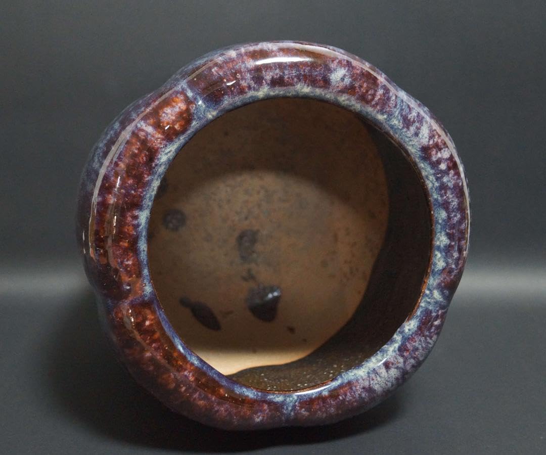 茶道具 海鼠釉 葵口火鉢 瓶掛 手焙り 睡蓮鉢 メダカ鉢 美しい流れ釉★時代物 茶道具 海鼠釉 葵口火鉢 瓶掛 手焙り 睡蓮鉢 メダカ鉢 美しい流れ釉