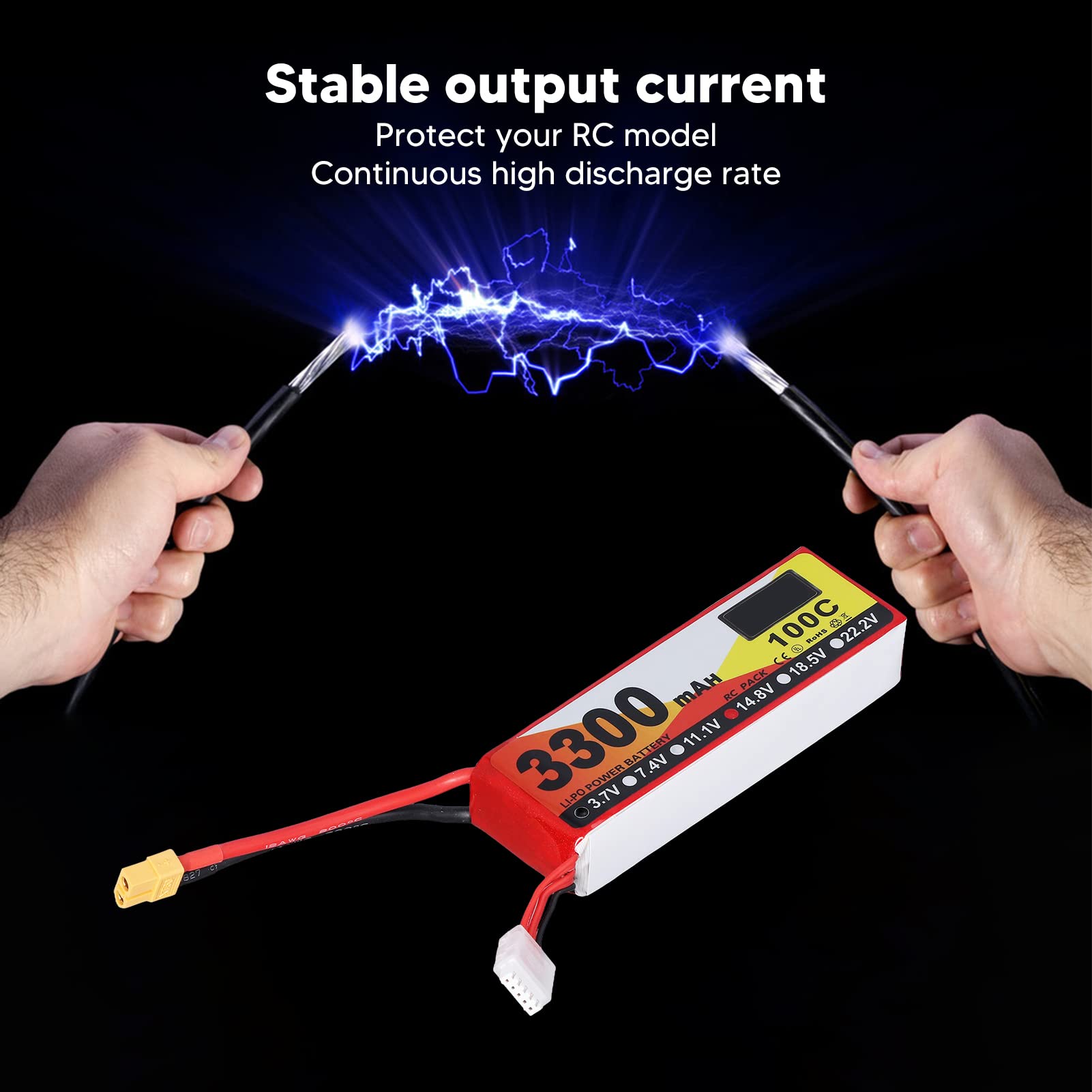 Batterie RC TBest, Batteria Lipo 3300Mah RASSISTENZA DISTAGGIO 14,8 V 4S X0 Plug RC Potenza della Batteria per Modello di Auto Helicer RC
