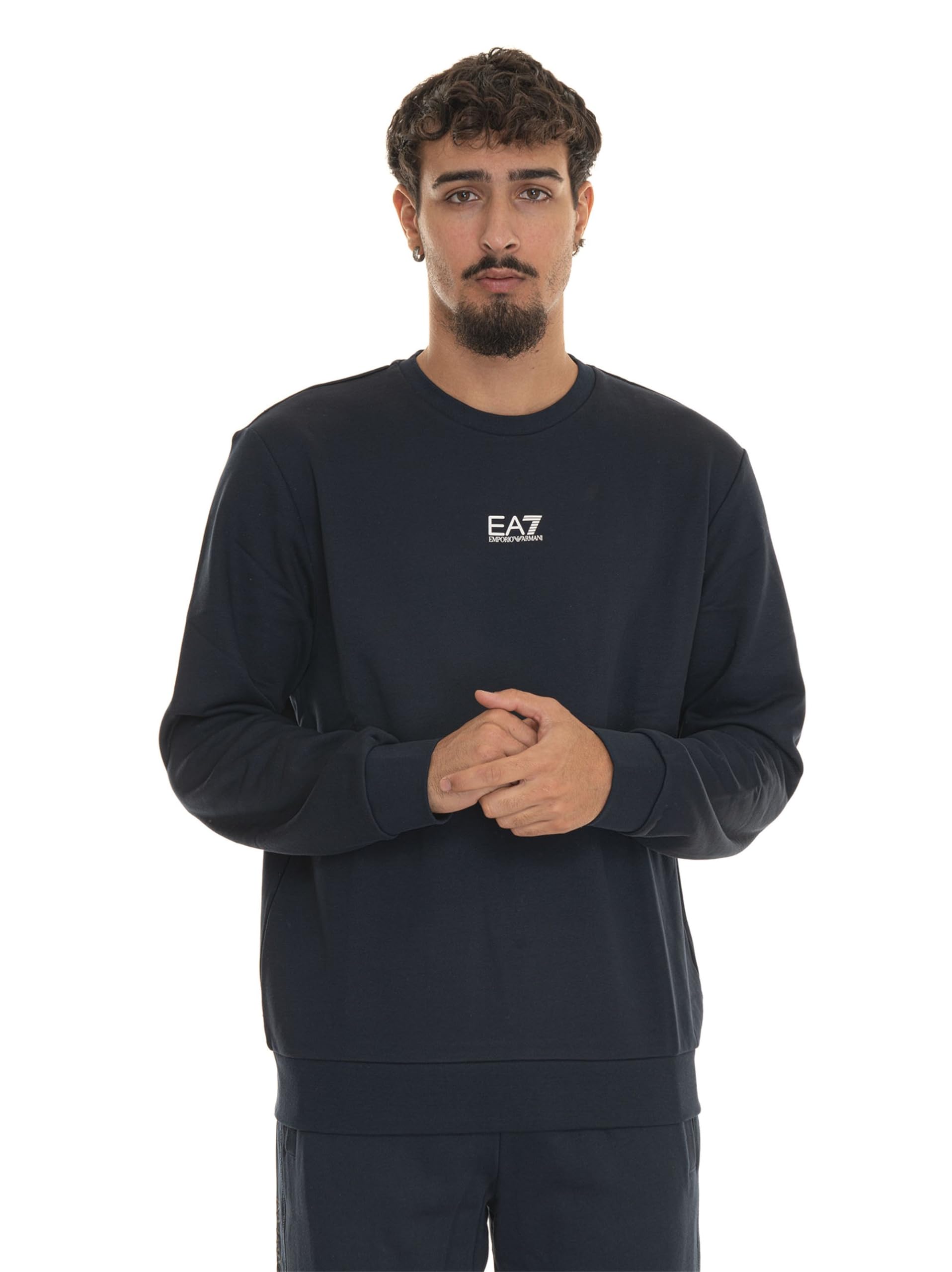 EA7 Emporio Armani Core ID Logo Crew Neck Sweatshirt, Dark Blue, Size M, Men