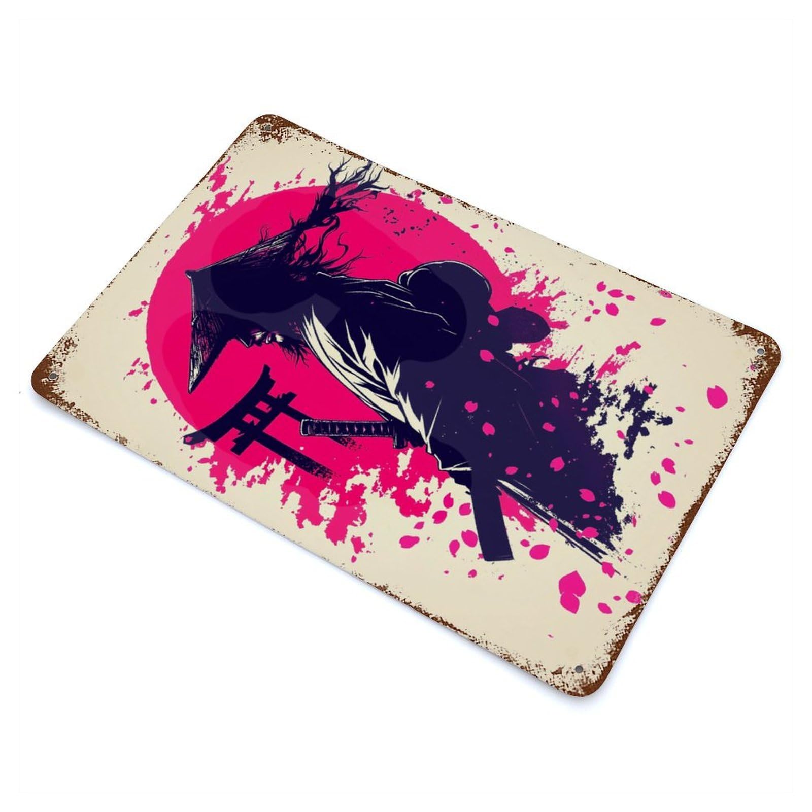 The Wandering Onmyoji 11.8"x7.9" Rusty Metal Tin Sign, Farmhouse Wall Decor for Office, Studio And Wall Decor