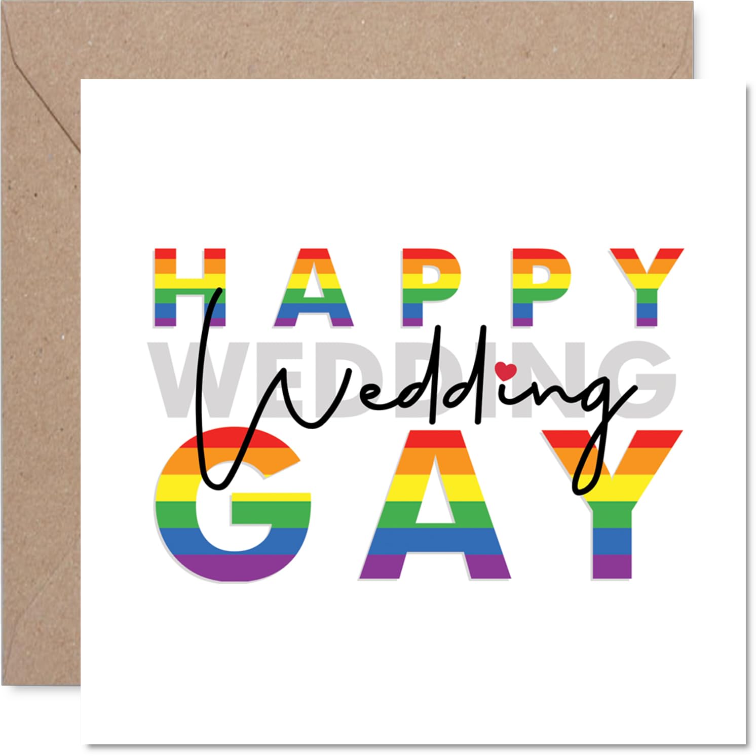 Cute Wedding Day Card for LGBT - Happy Wedding Gay - Happy Marriage Day Card for Friends Family, 145mm LGBTQ Greeting Cards