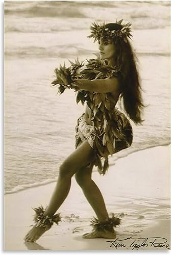 Pósteres musicales de niña de playa bailando hawaiano hula fotos de pared minimalistas, pósteres de pared en lienzo para decoración de pared,