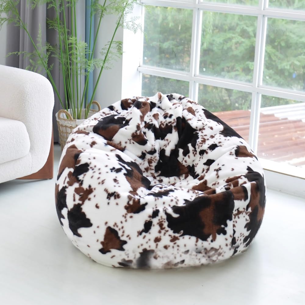 Amazon.com: SXBCyan Bean Bag Chair Cover Cow Printed Plush Animal