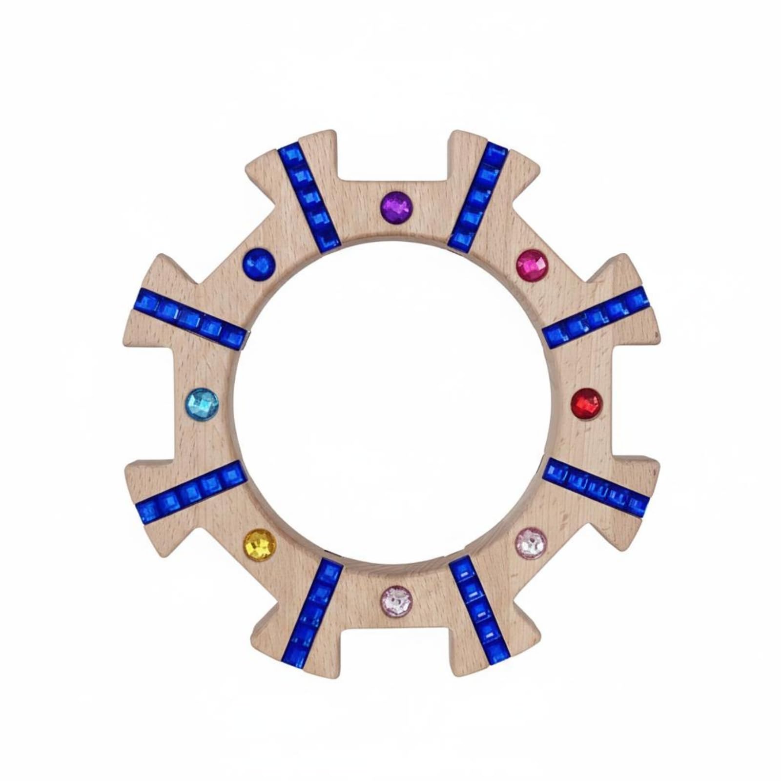 Bloques Apilables para Niños Juguetes Madera Bloques Círculo Anillos Torre con Incrustaciones Acrílicas Beech sin Pintar Fácil Agarre Adecuados para, Azul