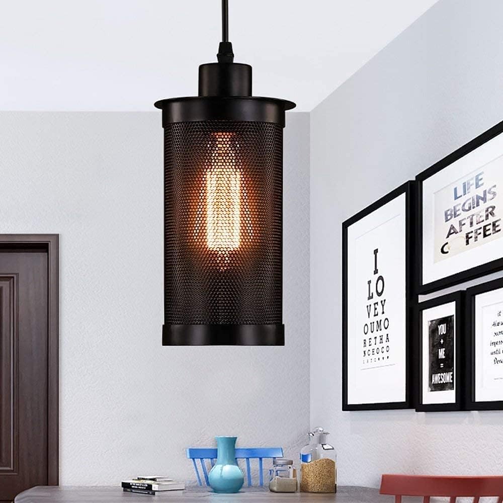 Lampe suspendue vintage en fer forgé creux style loft rétro pour éclairage de cuisine