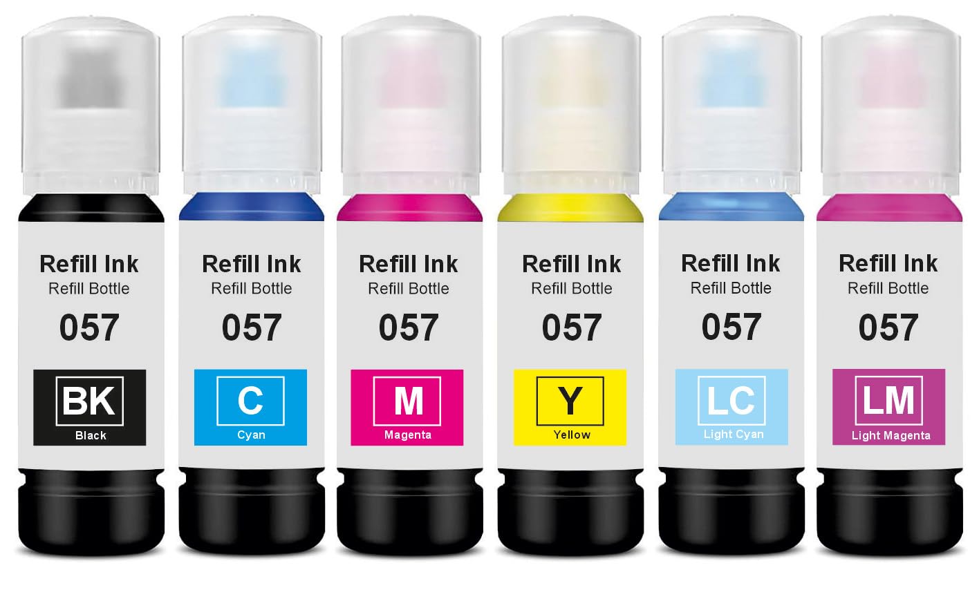 KOSH 057 Refill Ink Suitable for L8050, L18050, L8150W Printers (6, Black Cyan Magenta Yellow Light Cyan Light Magenta)