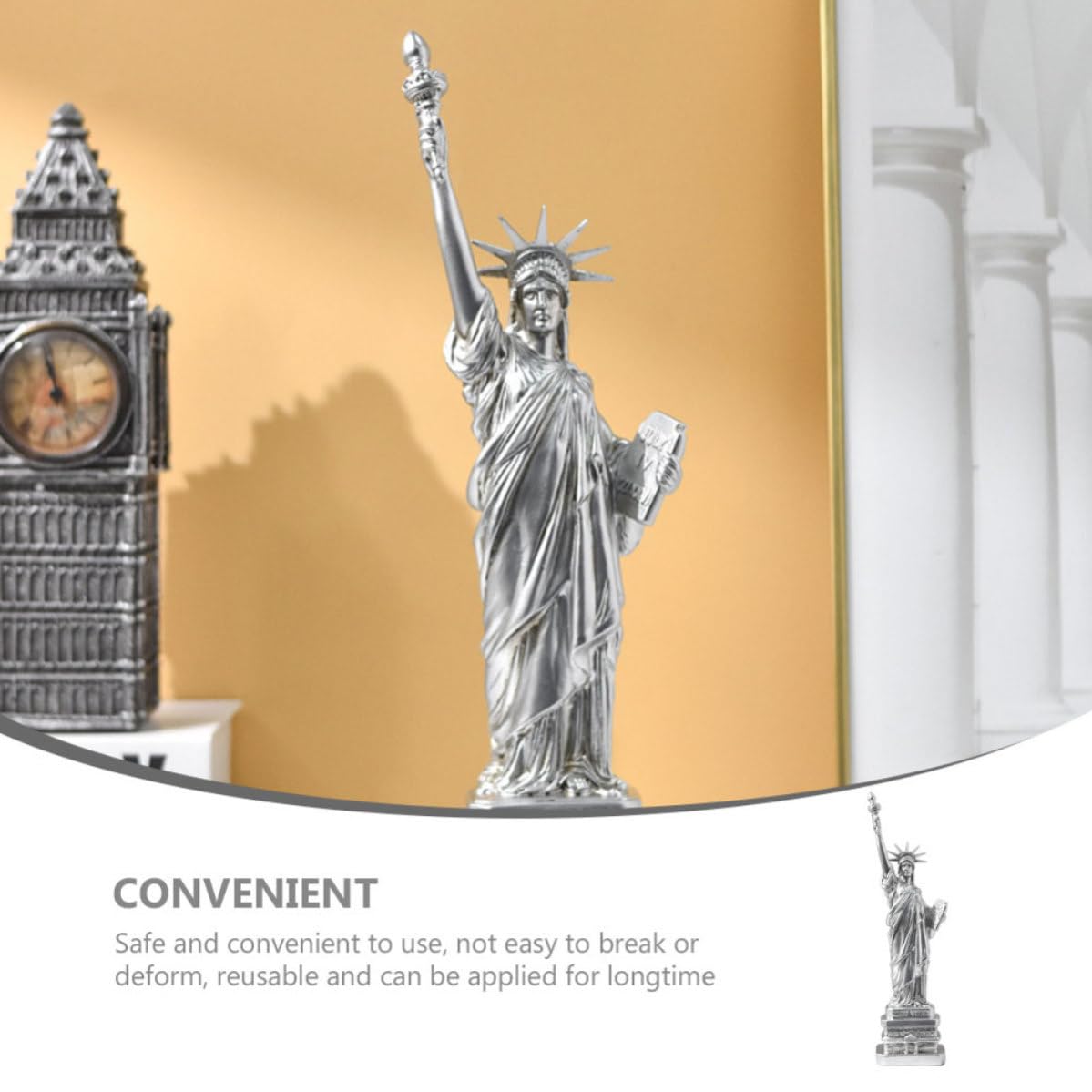 iplusmile Statue Liberté Robuste et Sécurisée en Résine Synthétique Argentée, Décoration Chic et Délicate pour Bureau ou Maison Ornement Créatif pour Intérieur
