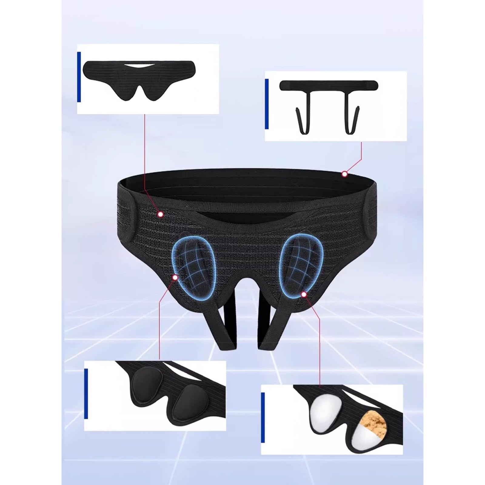 Cintura Ernia Inguinale Uomo, Cinto Erniario, Fascia Ernia Ombelicale, Cintura Per Ernia Bilaterale, Cintura di Supporto Per Ernia Inguinale Regolabile con Cuscinetto di Compressione Rimovibile(Black,