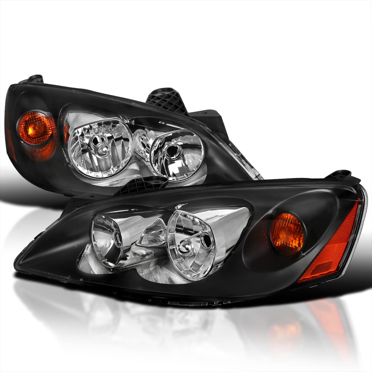 SPEC-D TUNINGBlack Headlights Compatible with 2005-2010 Pontiac G6 L+R Pair Head Light Lamp Assembly