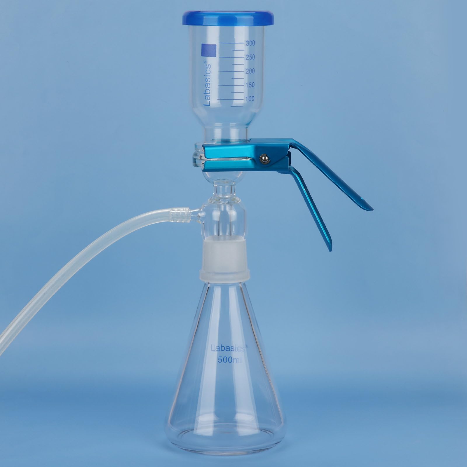 Labasics Apparato di Filtrazione a Vuoto, Vetro Borosilicato, Piastra Filtro a Nucleo di Sabbia 10μm, Matrazzo di Filtrazione 500 ml, con Becher Graduato 300 ml