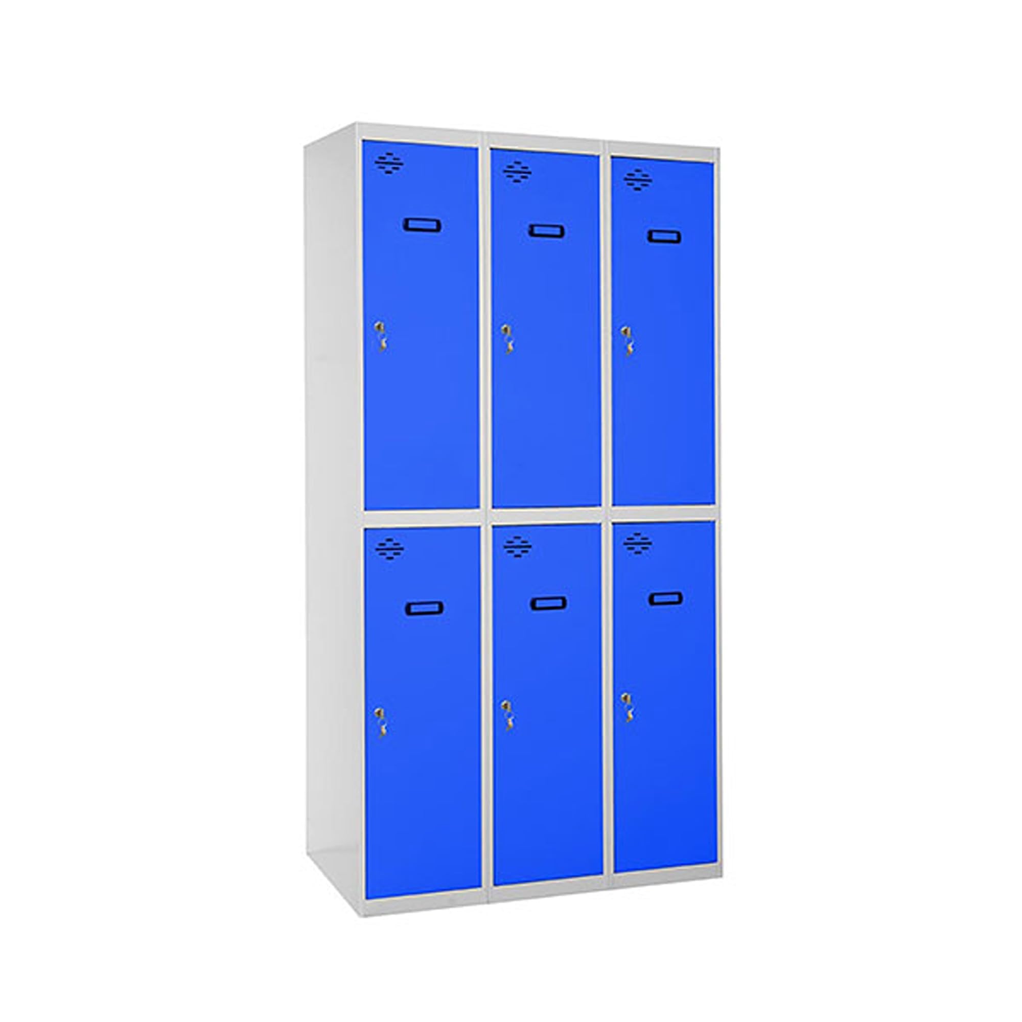 Simon Rack Taquillas Vestuario Metalicas, 6 Puerta, Incluye Llave, 1800x900x500 mm, Gris/Azul - Simonlocker