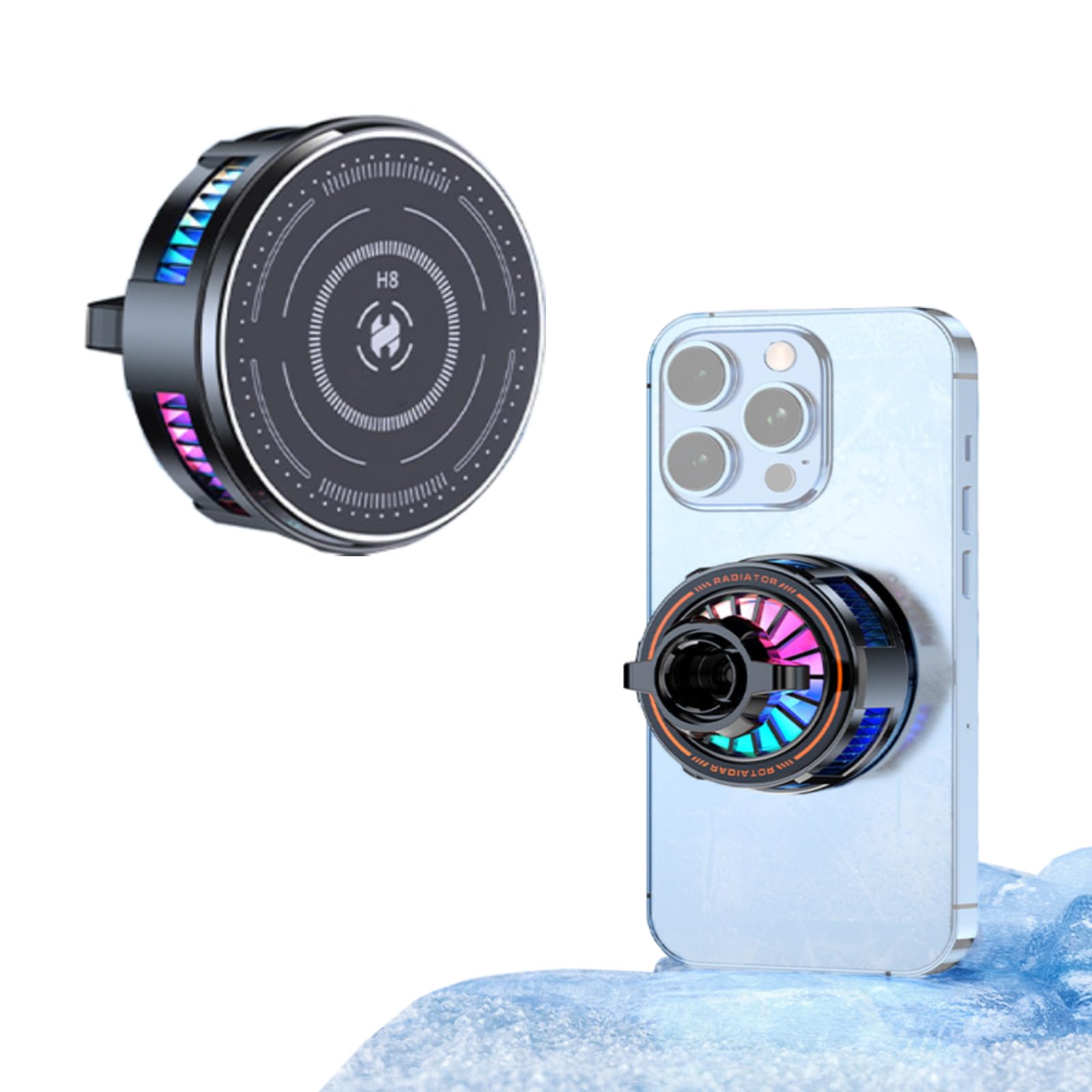 Raffreddamento per telefono cellulare con luce LED, ventola di raffreddamento magnetica con 3 livelli, radiatore di raffreddamento a semiconduttore per videogiochi live streaming