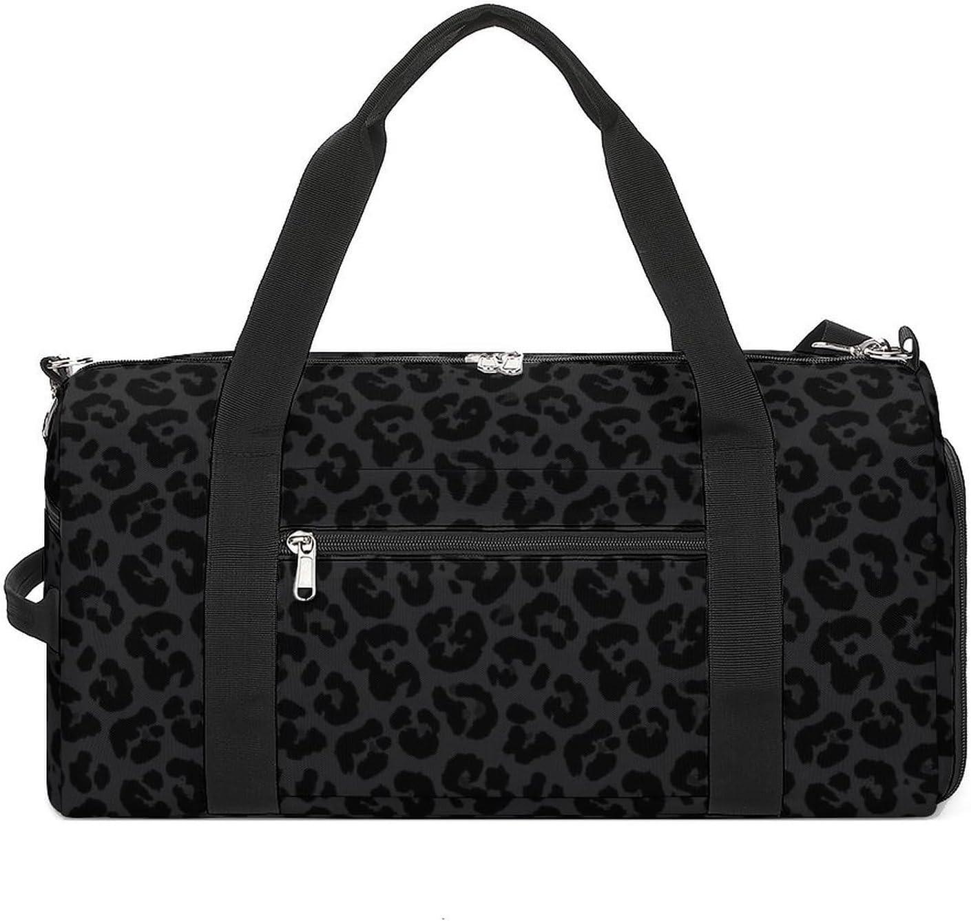 Fashion Overnight Luggage bag Travel Weekender Duffle Bag Sport Beach Yoga bag Compatible with Dark Gray Leopard Cheetah Print Black