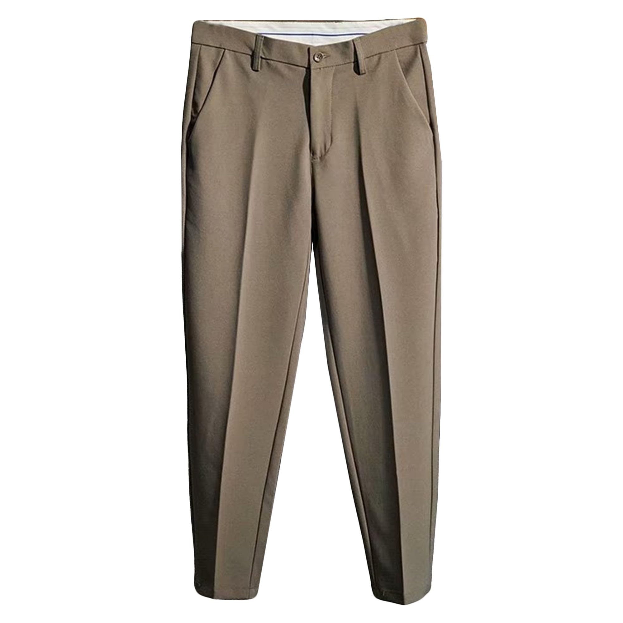 JEShifangjiusu Mens Pleated Business Dress Pant Flat Front Lightweight Chino Pants Formal Stretch Slim Suit Trousers