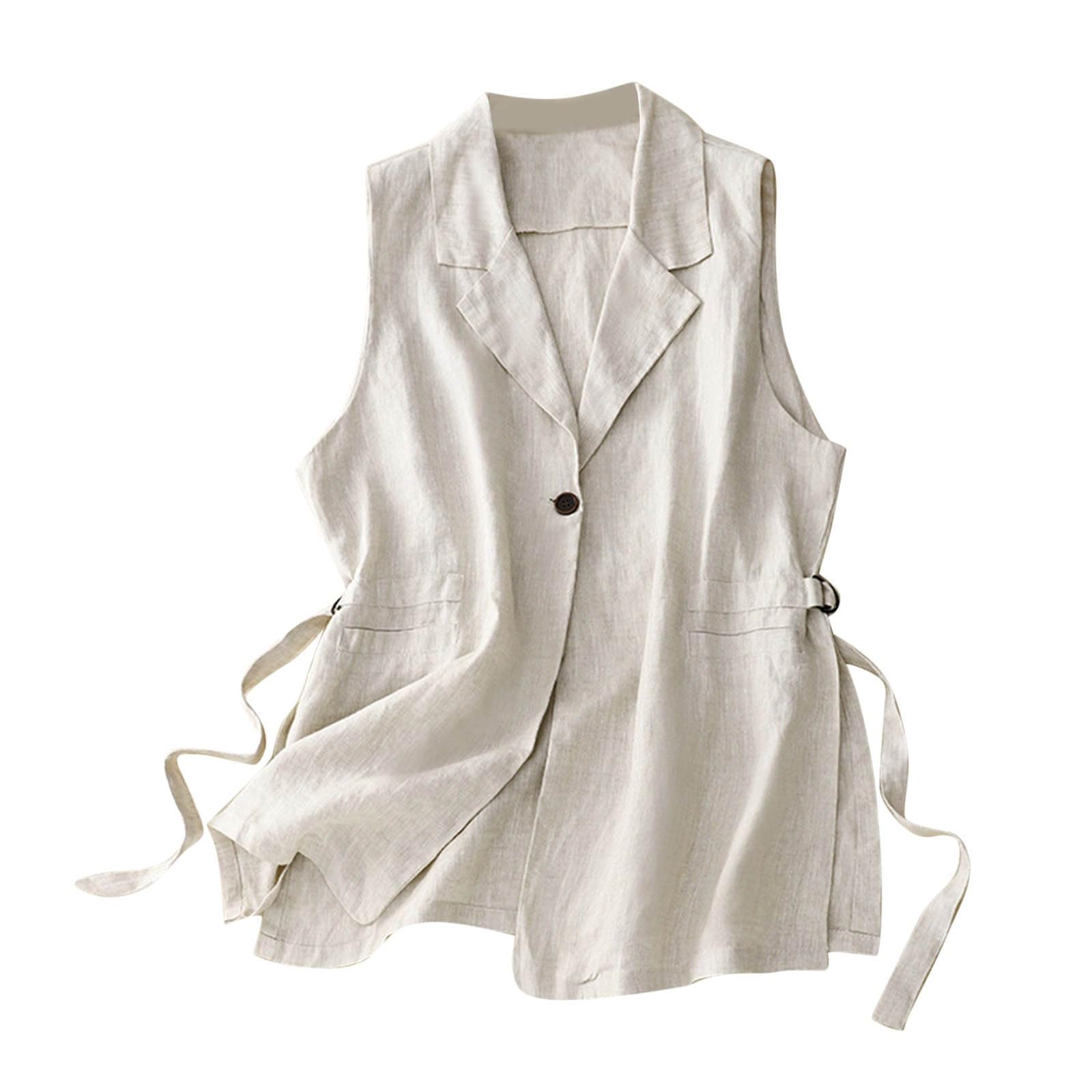 Chaleco de lino para mujer holgado que evita el calor con total ligereza casual 8